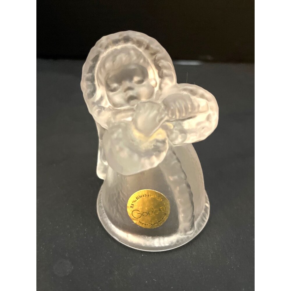 Goebel Frosted Lead Crystal Angel Bell Made West Germany 3 1/2”